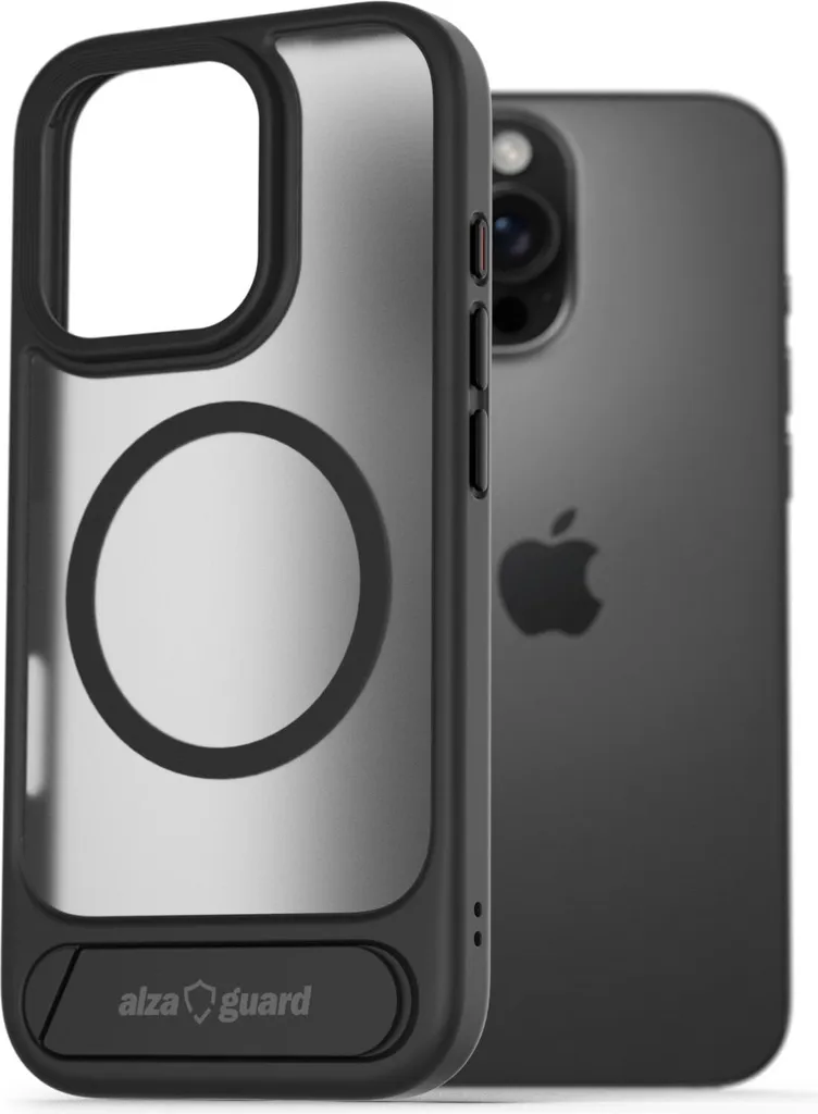 AlzaGuard Custodia iPhone 16 Pro Max MagSafe Nero Opaco con Stand