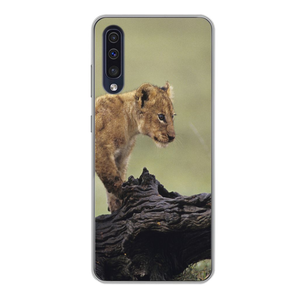 MuchoWow Handyhülle Schutzhülle Hülle für Samsung Galaxy A50 Löwe - Rüssel - Junge Silikon Softcase Handy Hülle - Mobiltelefonhülle