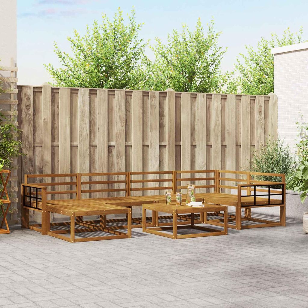 Outdoor-Sofagarnitur (7 pcs)- CLORIS - Natur Massivholz Akazie - Gartensofas C233