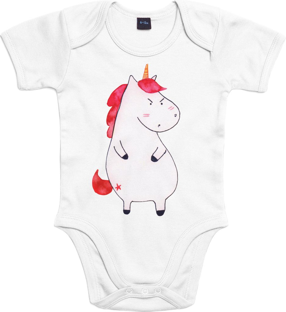 Mr. & Mrs. Panda Strampler Einhorn Wut 1. - 3. Monat - Heather Grey - Geschenk, Nein, Unicorn, Spaß, Babybody, Baby, babykleidung body, Büro, bau...