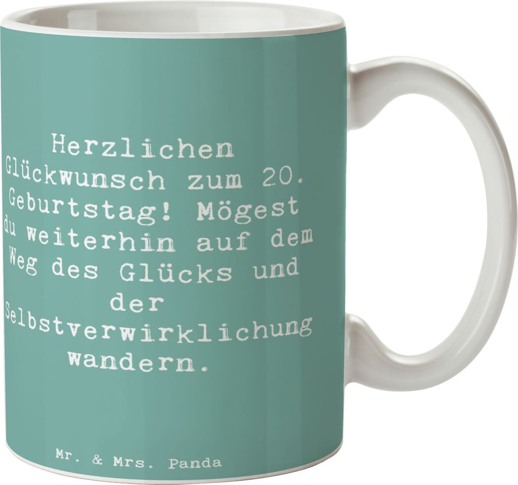 Mr. & Mrs. Panda haferl Spruch 20. Geburtstag Glückspfad - Meeresbrise - Geschenk, Erwachsensein, Alter, Weg des Glücks, Dekorationen, Kaffeetass...