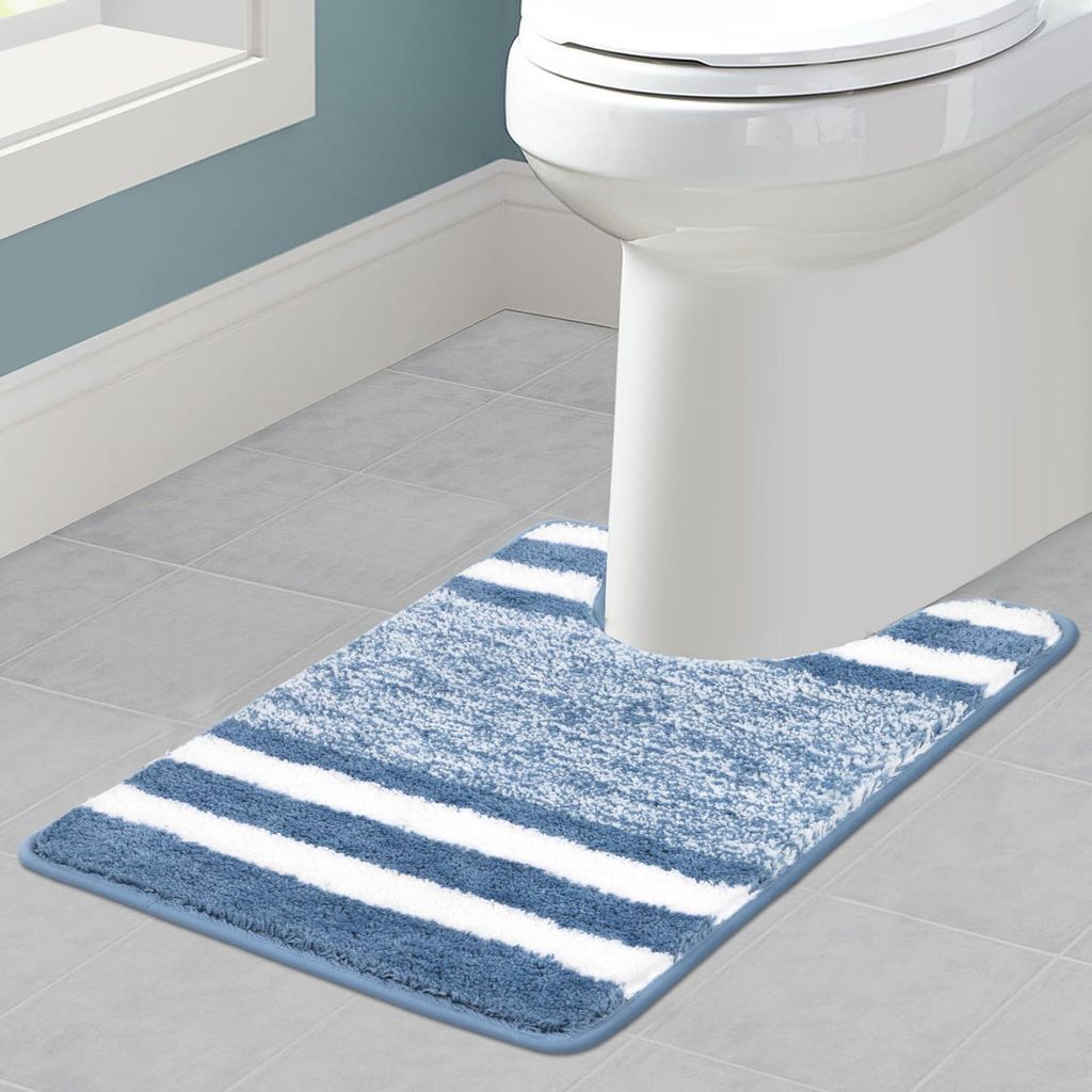 U-förmige Toilettenmatte 50 x 60 cm, saugfähige Toiletten- und Badematte, rutschfest, waschbare Badematte und Toilettenmatte mit Aussparung für ...