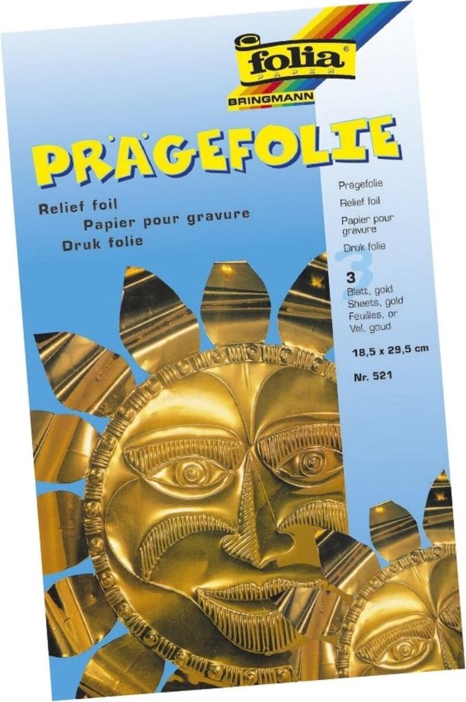 Prägefolie Mappe - 19 x 30 cm gold 3 Blatt. Produktbild 