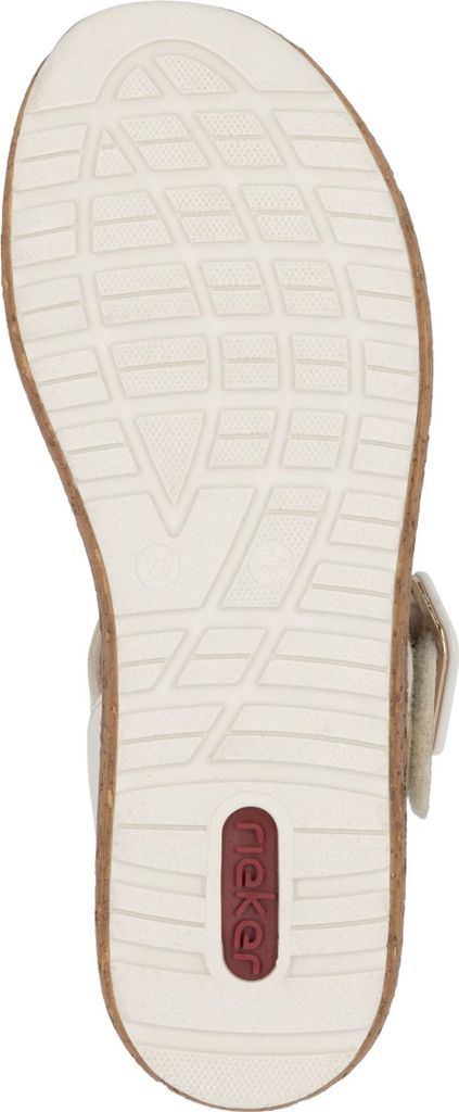 Rieker Damen Sandale in Extraweite H mit Plateausohle in Korkoptik 62760, Größe:42 EU, Farbe:Beige