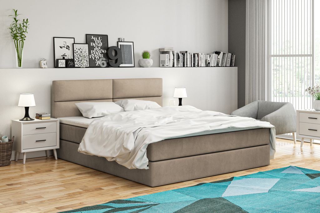 VELAR Boxspringbett mit bettkasten "LILO", 120 cm, Beige