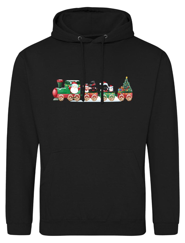 Huuraa Uni Hoodie Weihnachtszug Weihnachten 3XL Deep Black Vegan Sweatshirt Geschenkidee