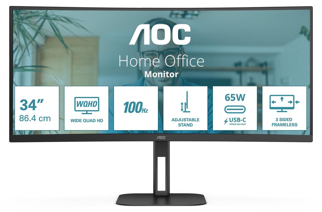 AOC V5 CU34V5C/BK Computerbildschirm 86,4 cm (34") 3440 x Produktbild 