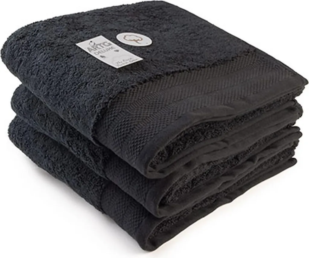 Grande Serviette de Toilette Noire en Coton Deluxe A&R AR603 60x110cm