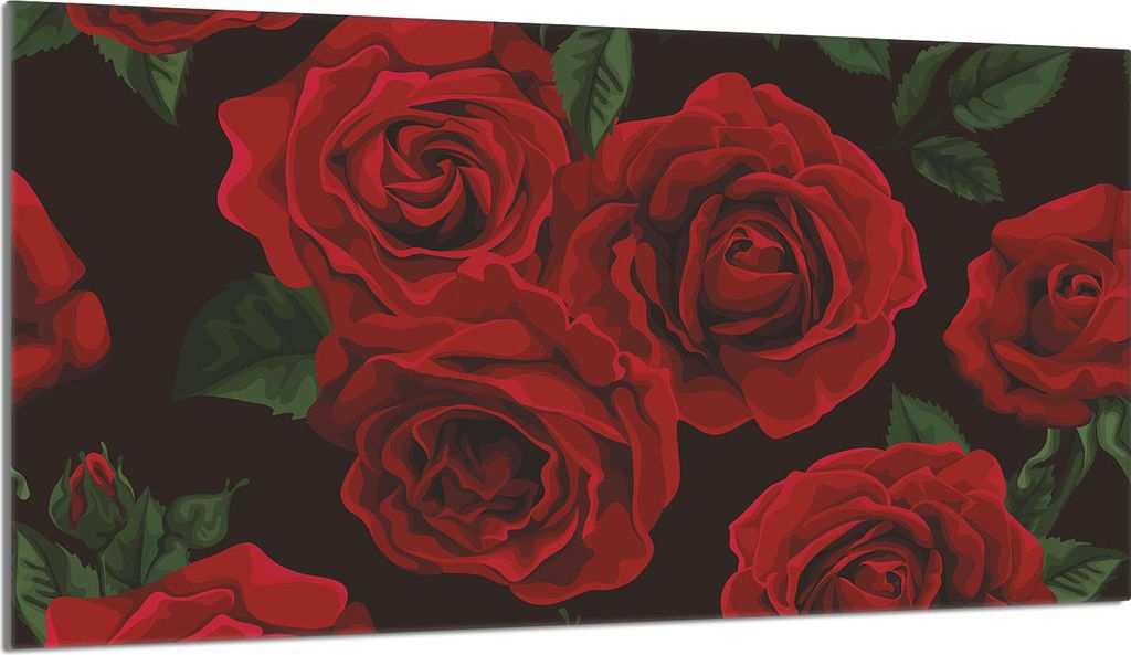 Glas-Herdplattenschutz 90x52 Rosen