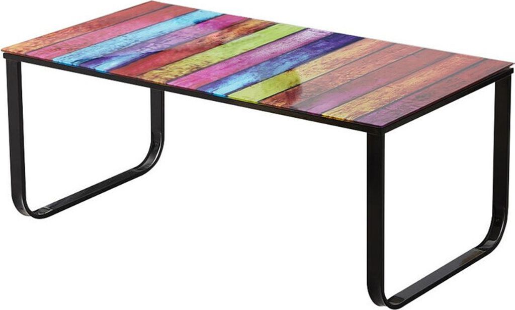 CLIPOP Kaffeetisch, Couchtische aus Glas mit Metallrahmen, 105 x 55 x 42cm, farbig