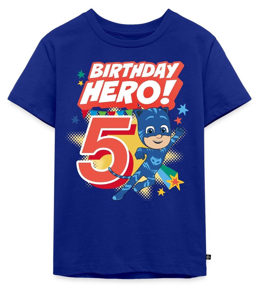 Spreadshirt PJ Masks Catboy Birthday Hero 5. Geburtstag Kinder Premium T-Shirt, 110/116 (4 Jahre), Royalblau