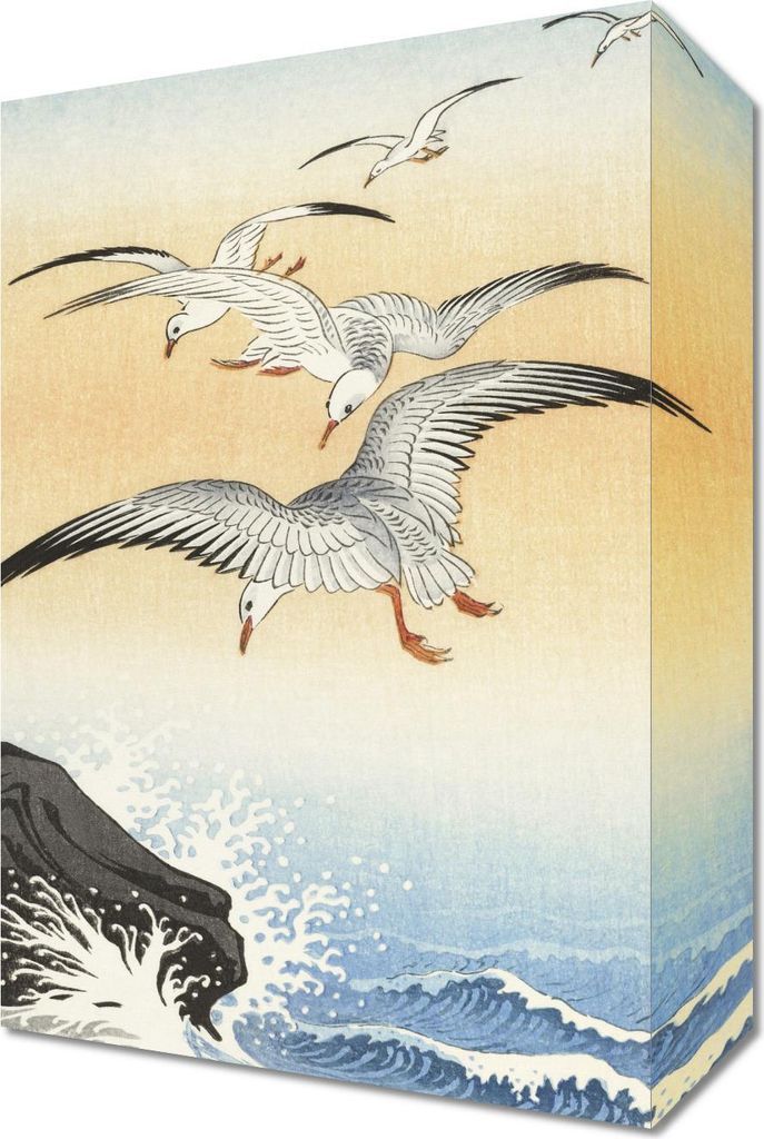 Bild 20x30cm Fünf Möwen, Japanischer Vintage Koson für das Wohnzimmer