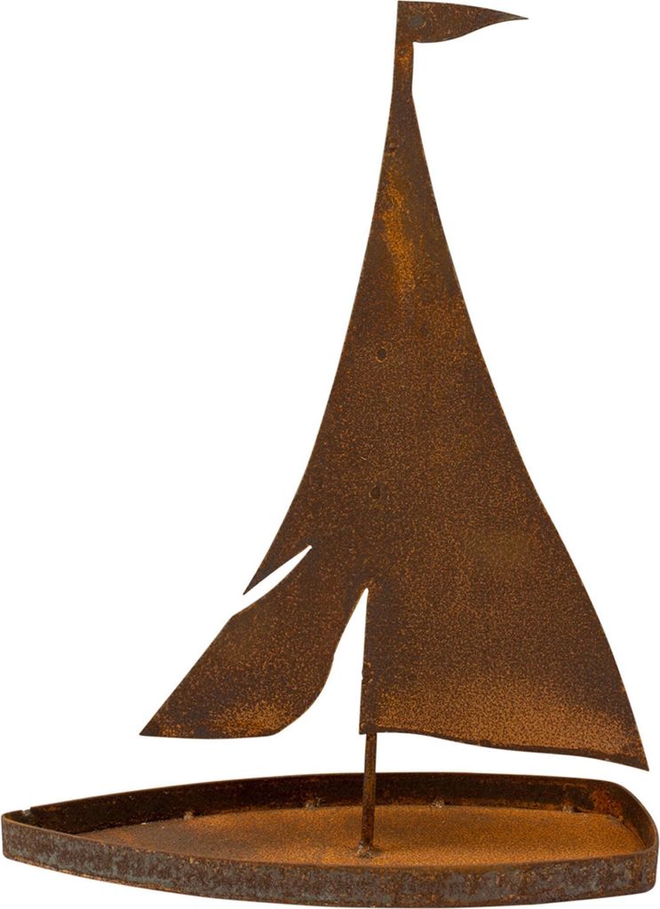 Rost Segelschiff 43 cm hoch Edelrost Gartendeko Metall Gartendekoration maritim
