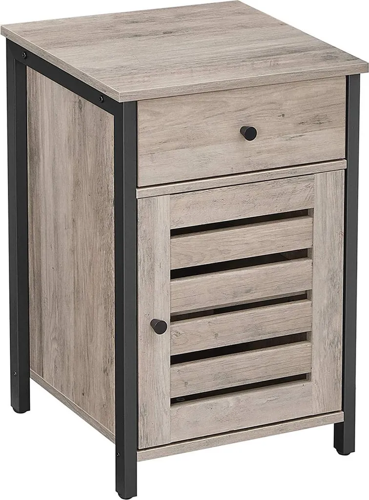 Table de nuit moderne avec tiroir gris et beige - Gamme Urbaine Noir