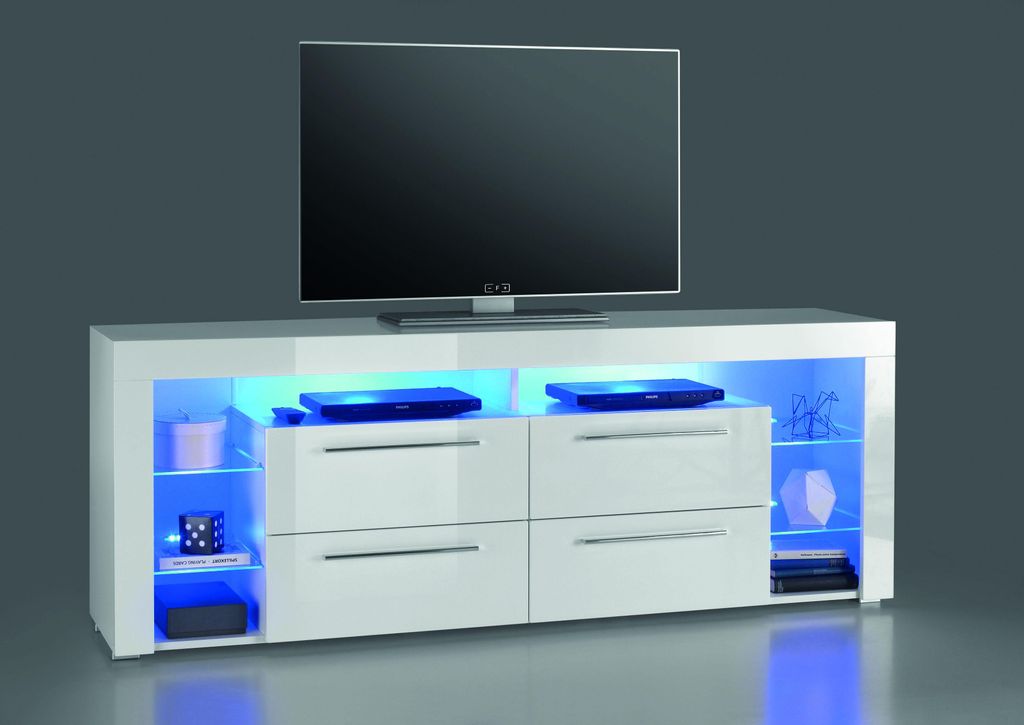 TV-Lowboard - Weiß Hochglanz - B 180 cm