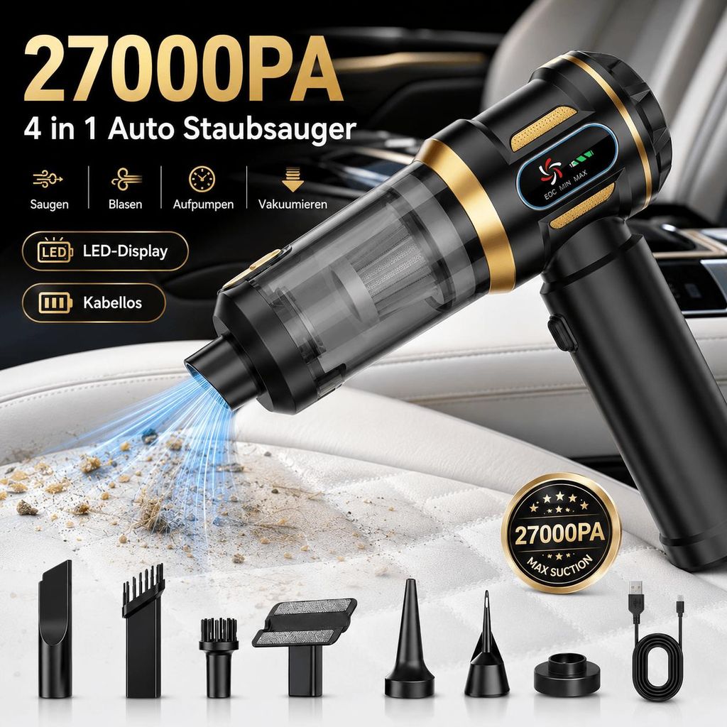 Handstaubsauger, 27000Pa/120W Akku staubsauger,mit Produktbild 