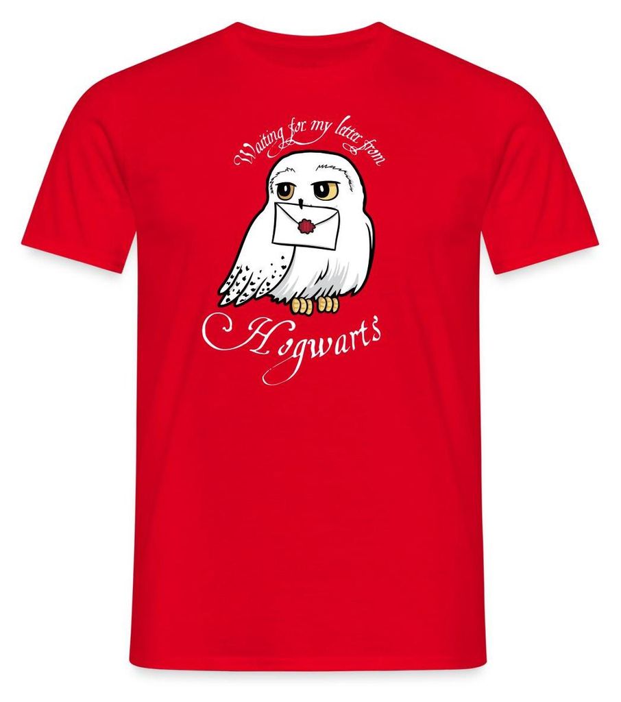 Spreadshirt Harry Potter Hedwig Brief Männer T-Shirt, M, Rot
