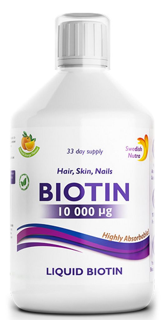 Swedish Nutra Biotin flssiges Biotin - fr Haut, Haare, Ngel glnzende Haare, schne Haut, starke Ngel ausgeglichener Stoffwechsel 500ml