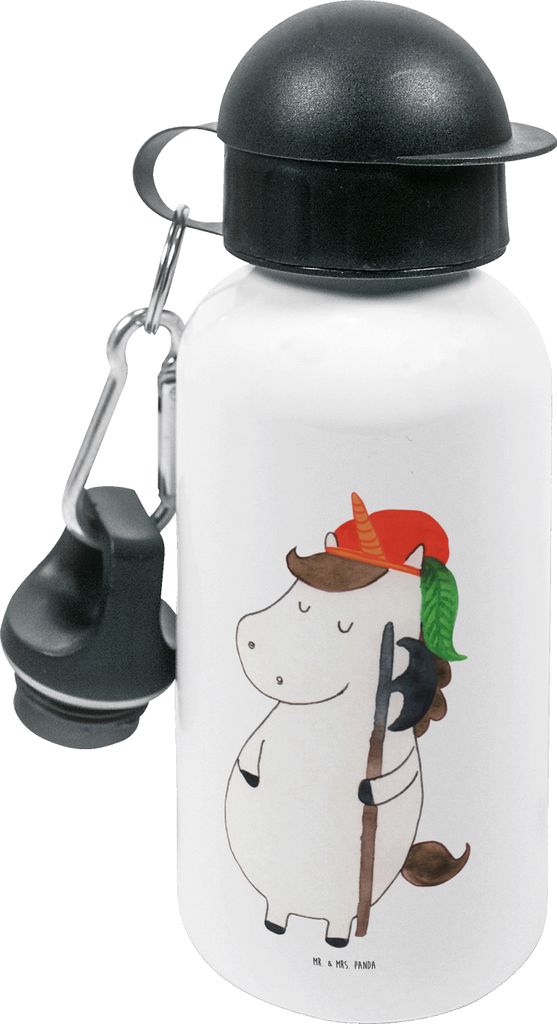 Mr. & Mrs. Panda Trinkflasche Einhorn Junge - Weiß - Geschenk, Bube, für den Kindergarten, Unicorn, Mittelalter, Getränkeflasche, Wasserflasche,...