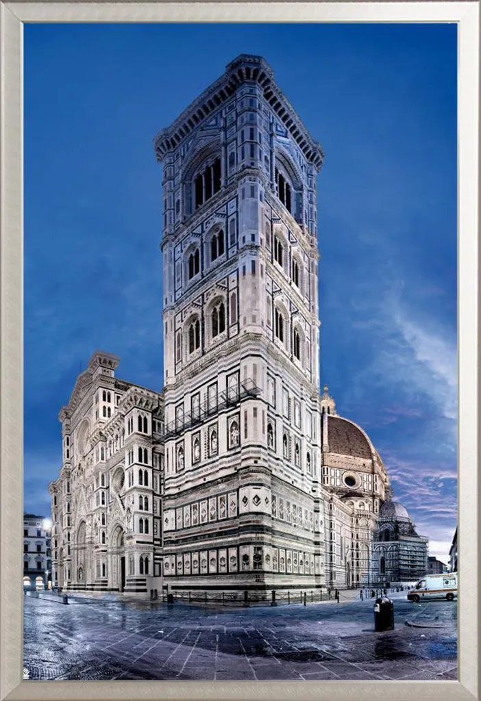 Poster Artistico Firenze Duomo con Cornice Argento Shinsuke Maxi