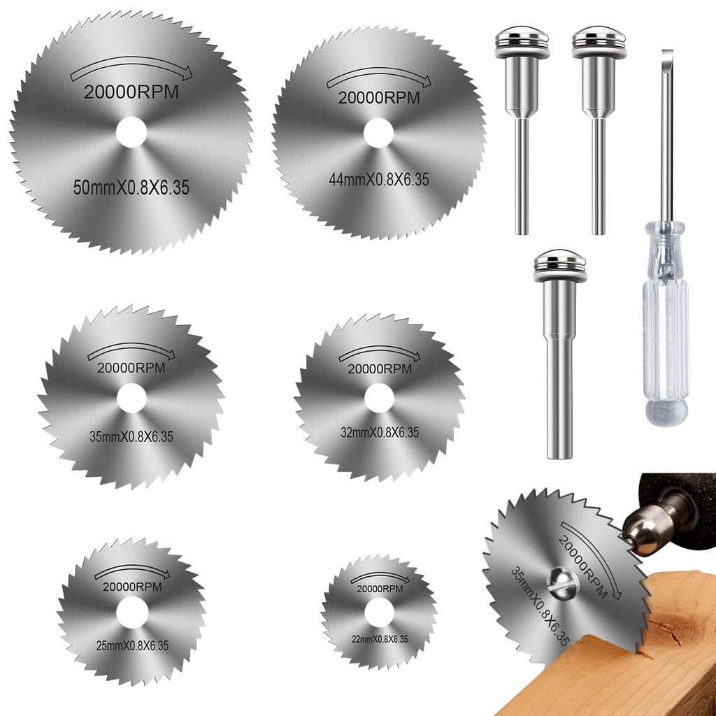 Kreissägeblätter für Dremel Multifunktionswerkzeuge, Set mit 6 Kreissägeblättern und Schraubendreher zum Schneiden von Holz, Kunststoff und Me...