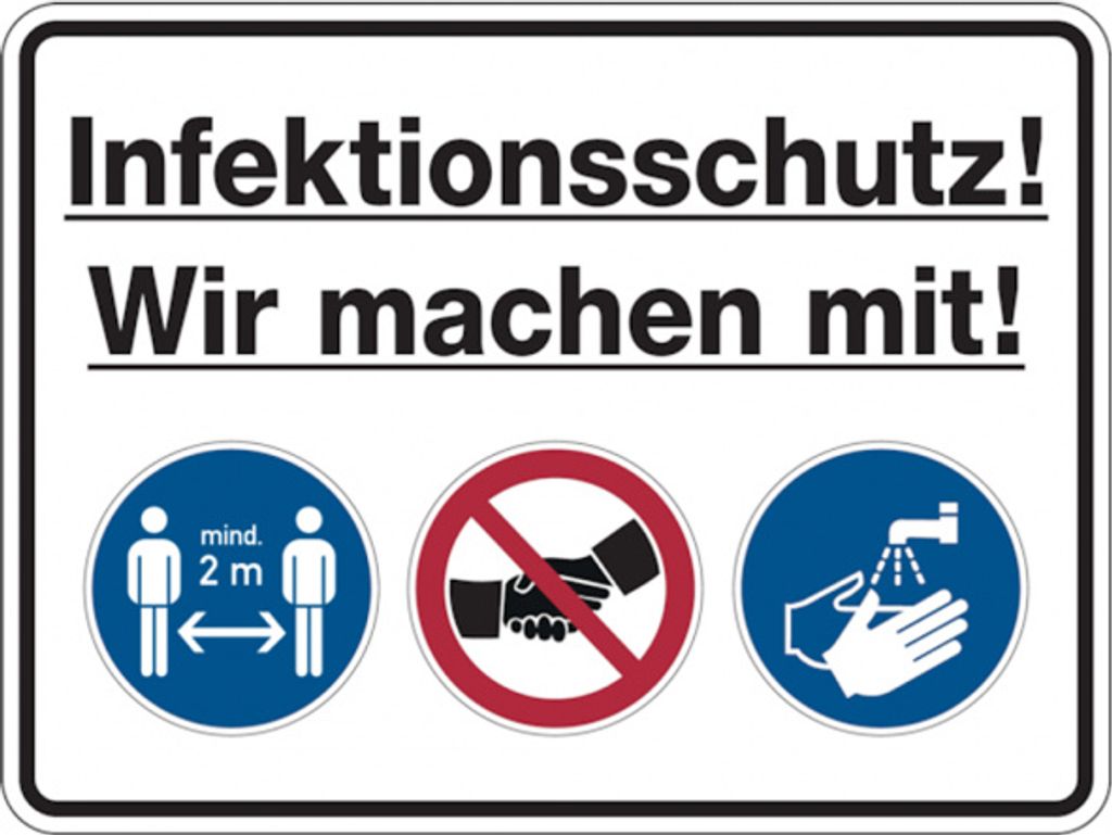 Dreifke Hygieneschild, Infektionsschutz! Wir machen mit! | PVC | 300x200 mm,...