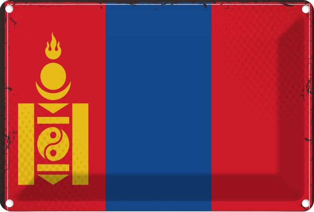 vianmo Blechschild 12x18 cm Mongolei Mongolia Wappen Flagge Abenteuer Reisen Straße Stadt Urlaub Fahne