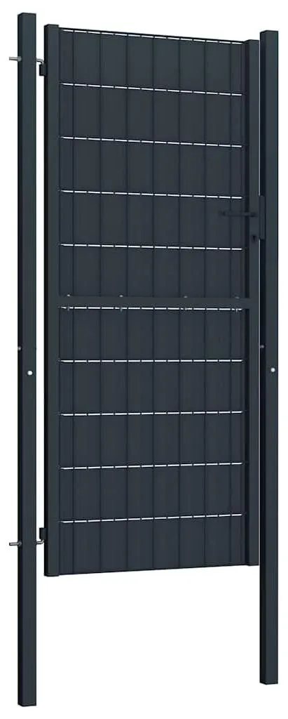 Portail de clôture robuste PVC anthracite 100x164 cm avec cadre acier