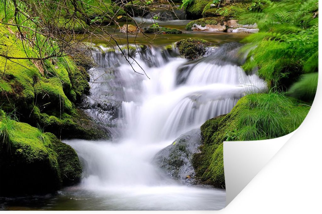 MuchoWow Wandtattoo Wandsticker Wandaufkleber Wasser - Natur - Wasserfall 30x20 cm Selbstklebend und Repositionierbar - Wierderverwendbar - Selbs...