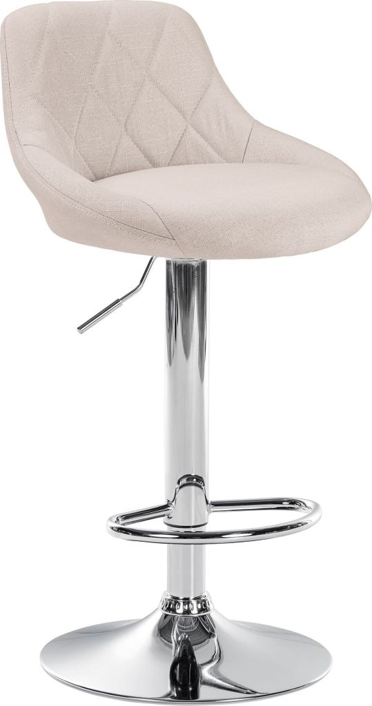 CLP Barhocker Lazio Stoff höhenverstellbar und 360 Grad drehbar,creme chrom