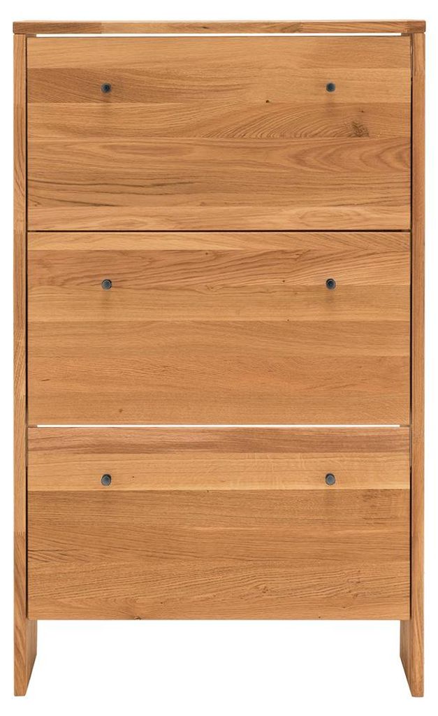 Schuhschrank Eiche Massivholz mit 3 Klappen CUENCA-137