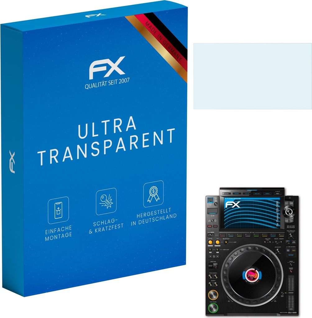 atFoliX FX-Clear 3x Schutzfolie kompatibel mit Pioneer CDJ-3000 Displayschutzfolie