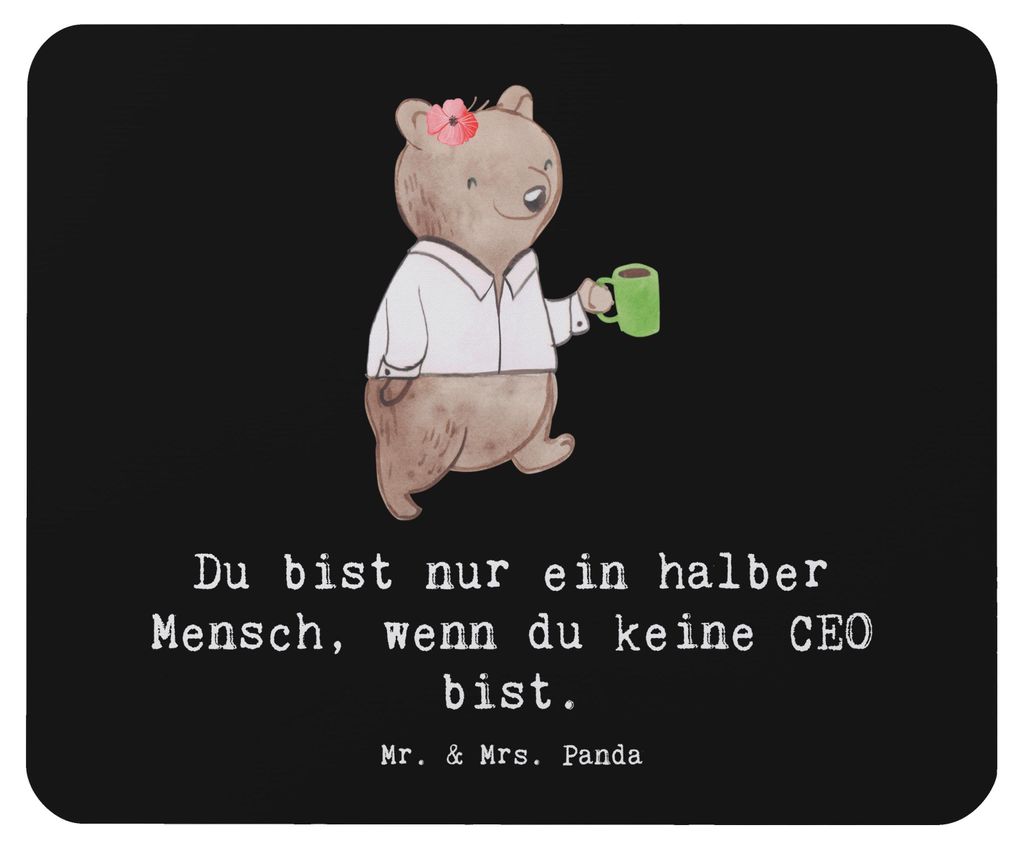 Mr. & Mrs. Panda Mouse Pad CEO Herz - Schwarz - Geschenk, Mauspad, Leiter, Bester Chef, pc, Führungskraft, computer, Witzig, Spruch, mousematte, M...