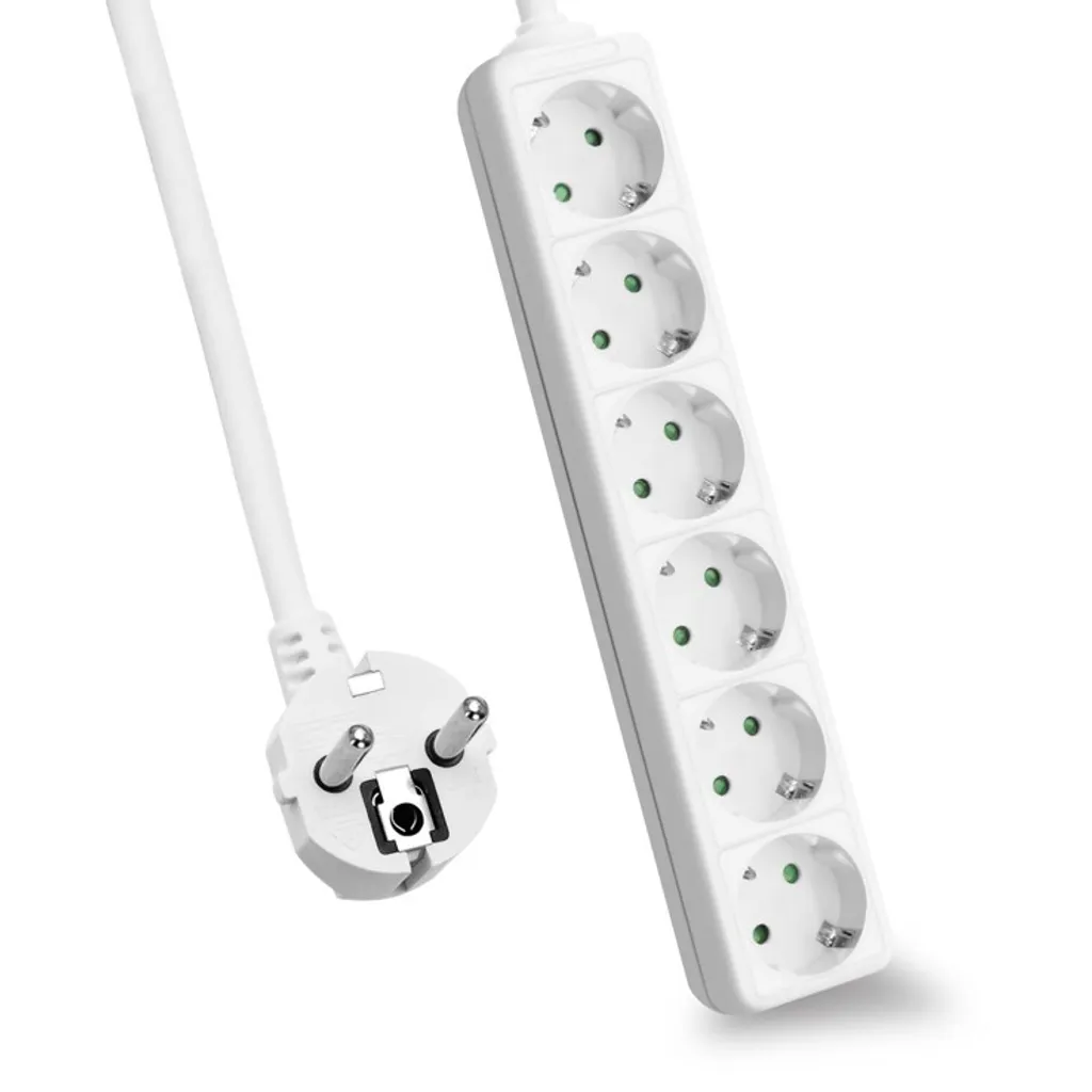 Ciabatta Helos CLASSIC 6 Vie Bianco 1.5m - Multipresa 16A per Ufficio