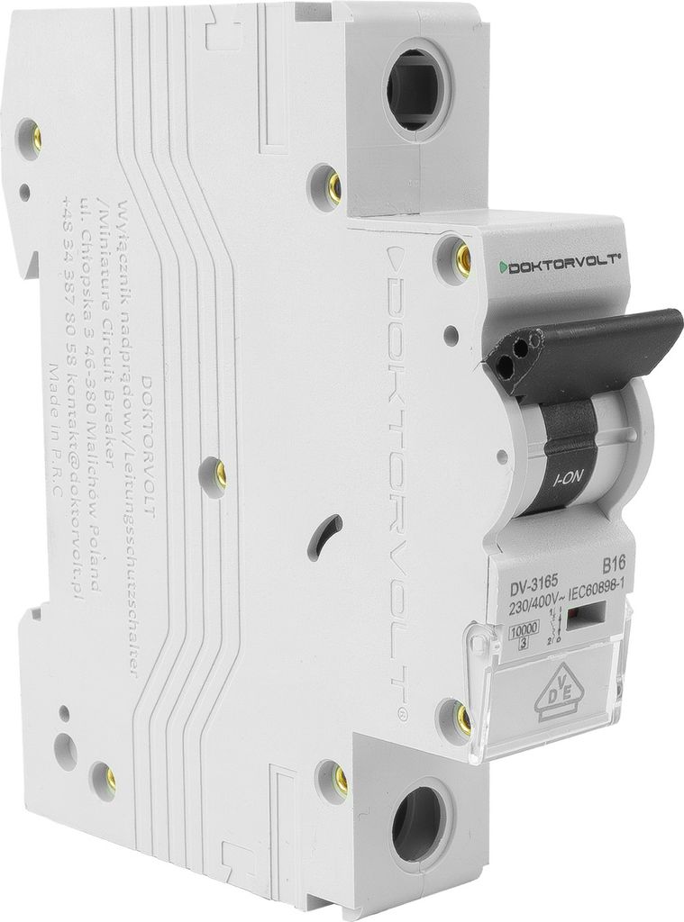 Leitungsschutzschalter MCB 10kA 1P 16A VDE Typ B LS-Schalter Doktorvolt DV-3165