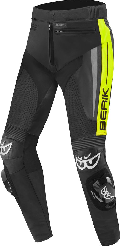 Berik Kendo Motorrad Lederhose, schwarz/neon, 54