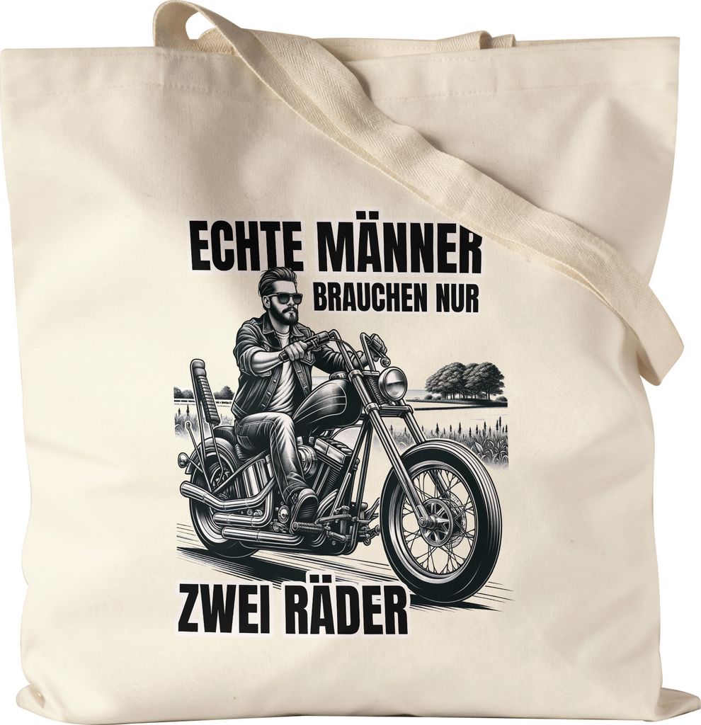 Echte Männer brauchen nur 2 Räder Jutebeutel - Motorrad Biker Geschenk