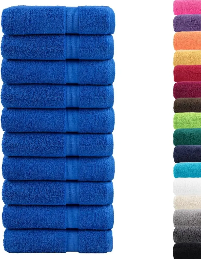 Serviette de Toilette pour Salle de Bain Bleue Lot de 10 vidaXL SOLUND