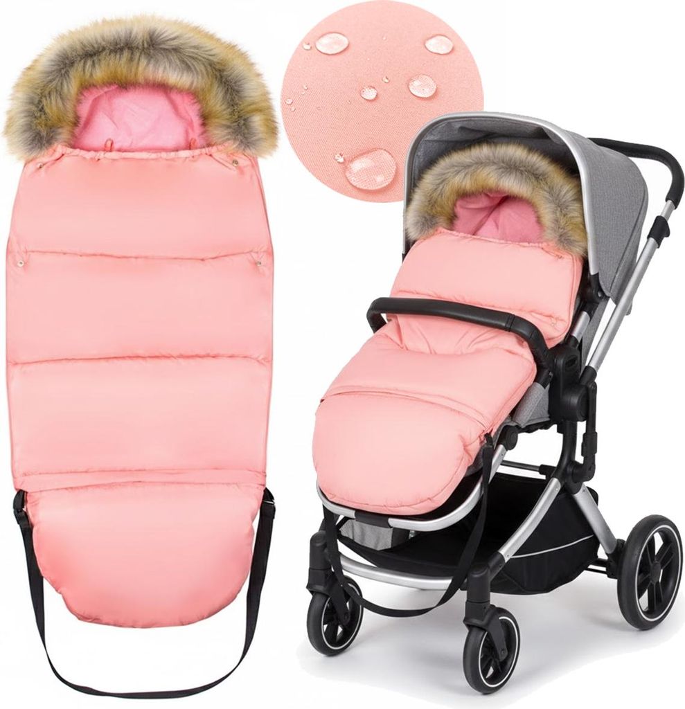 Winterschlafsack mit Fell fr Schlitten fr Kinderwagen,