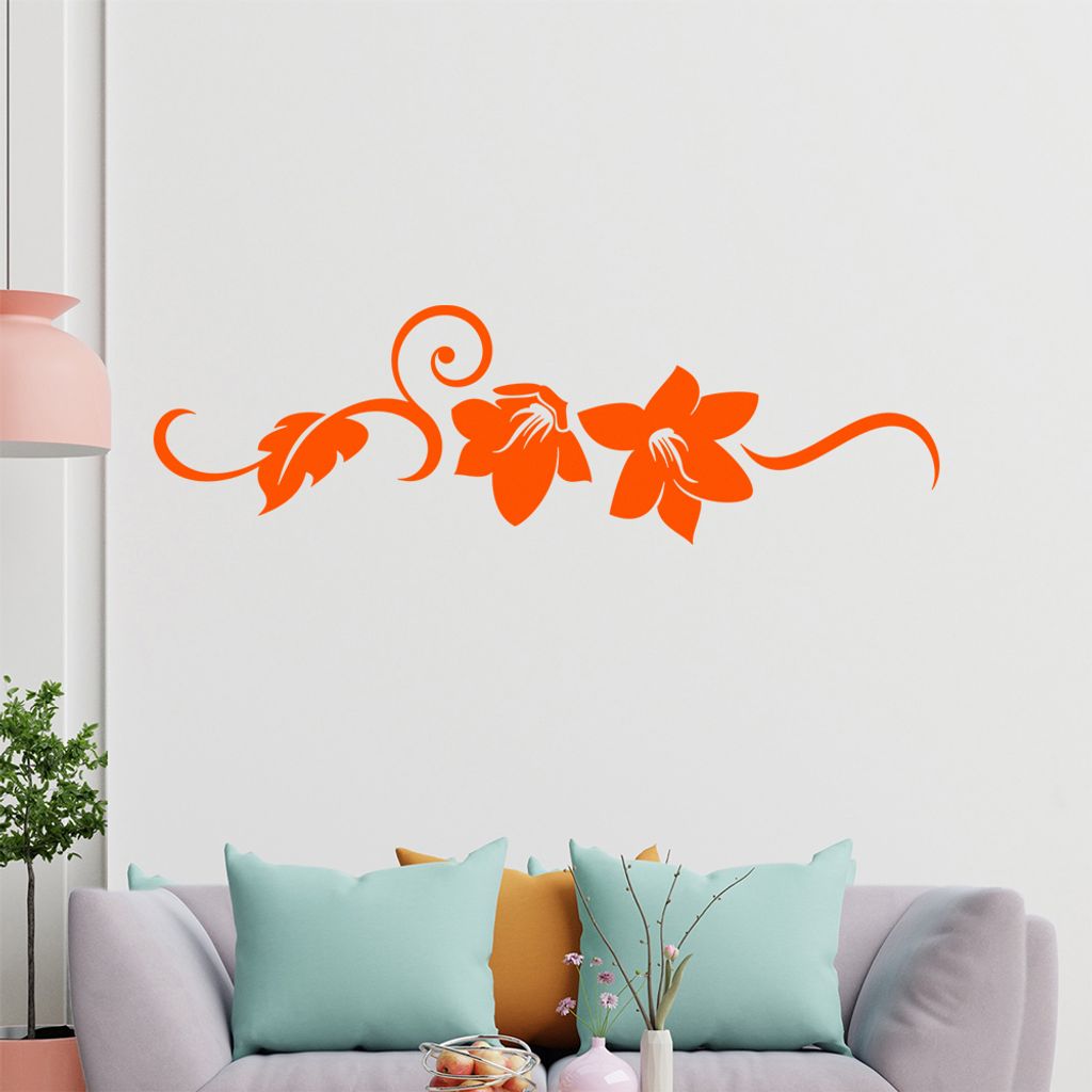 Blume - Linien Wandtattoo in 6 Größen - Wandaufkleber Wall Sticker - Dekoration, Küche, Wohnzimmer, Schlafzimmer, Badezimmer