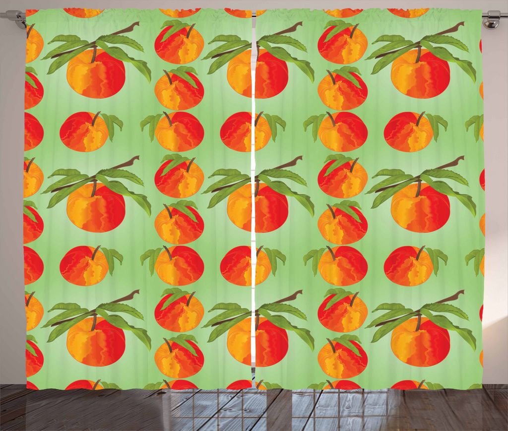 ABAKUHAUS Pfirsich Rustikaler Gardine, Mellow Bio-Zartheit, Schlafzimmer Kräuselband Vorhang mit Schlaufen und Haken, 280 x 175 cm, Grün Orange V...