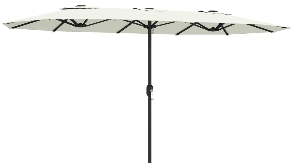 Parasol double 4,6 x 2,6 m ivoire avec protection UV50+ et manivelle