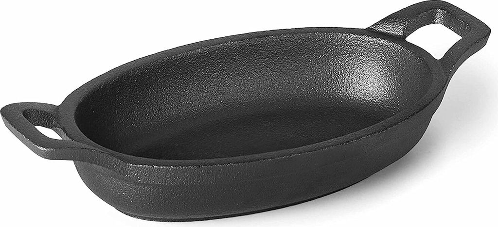 LACOR OVAL O/WOODEN HANDLE Magma 15X10, Gusseisen, Schwarz, 15 cm