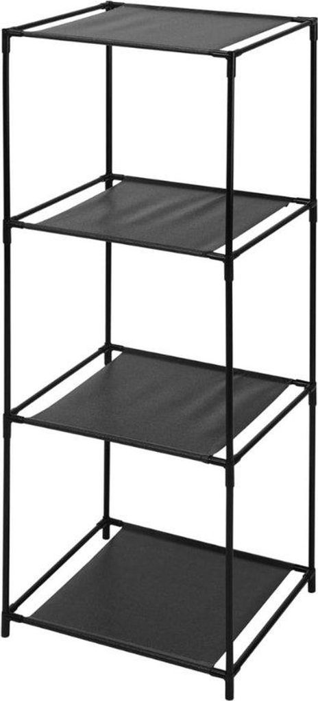 Stehender Stahlregal mit 3 Stoffplatten in Schwarz - Stahlregal, Stehregal, Badezimmertrockenregal, Aufbewahrungsregal mit 3 Platten