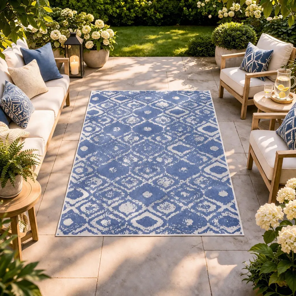 Tapis de jardin réversible Kelim EX1 SAM pour terrasse et balcon chic - 2