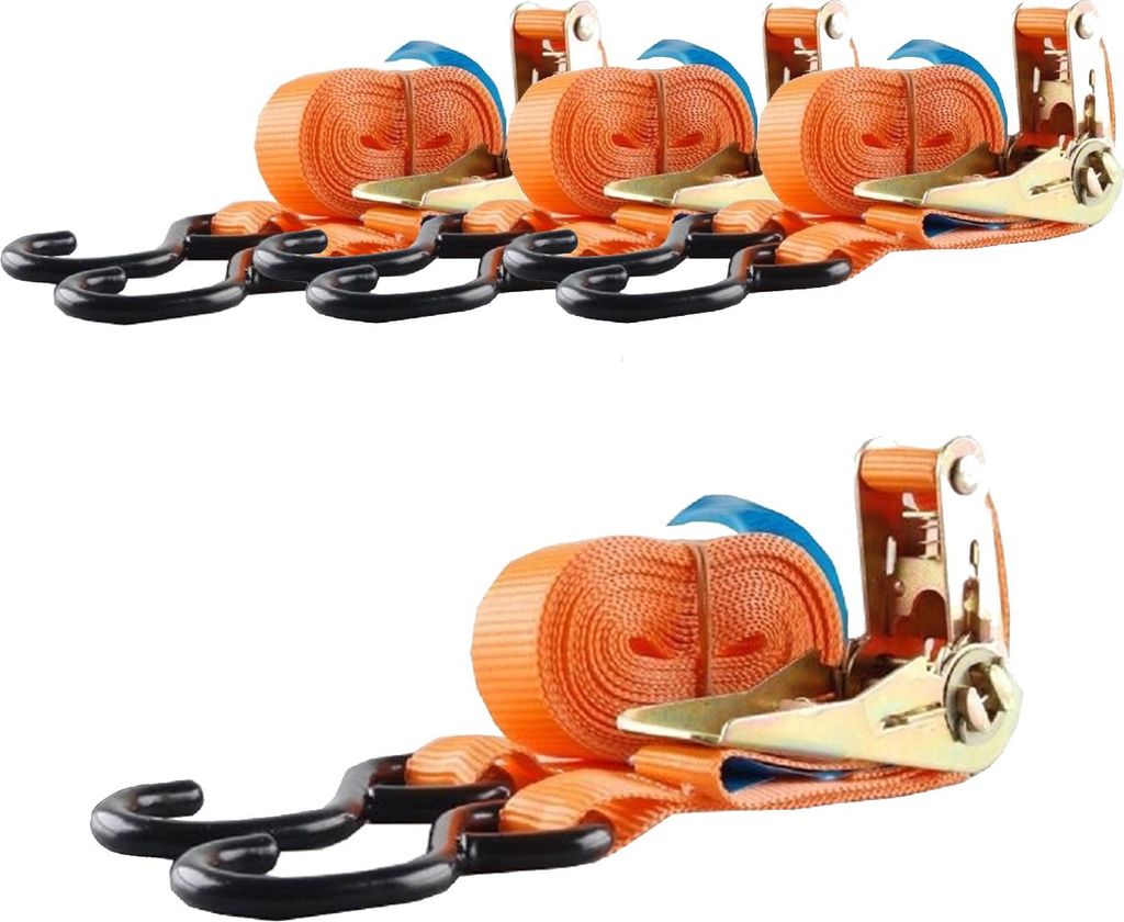 4x Spanngurt Ratschen Zurrgurt 5m 800kg 0,8t 0,8to ORANGE 2tlg