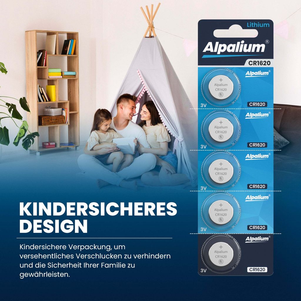 CR1620 Knopfzelle Batterie 5 Stück Alpalium Lithium Produktbild 4