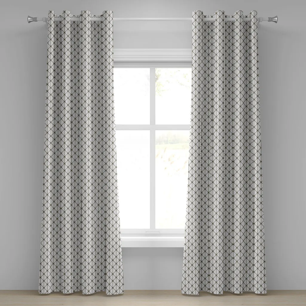 Rideau de salon décoratif à motifs carrés 280x245cm Lot de 2 Panneaux
