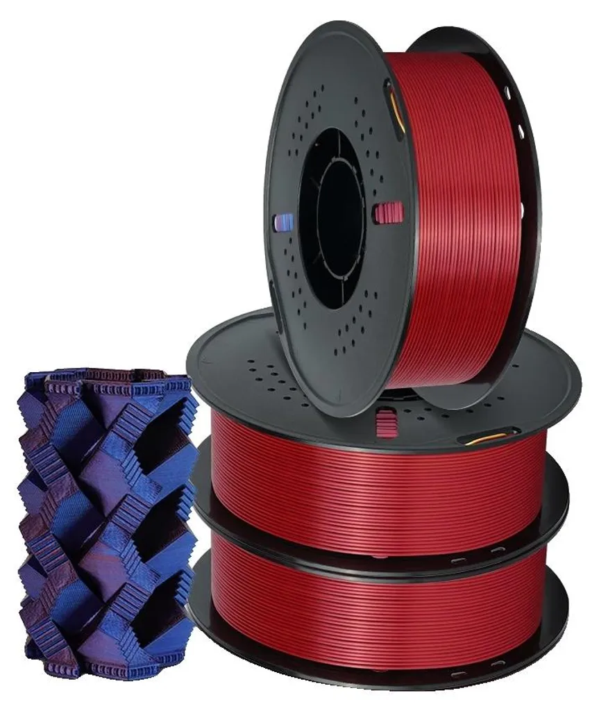 Lot 3kg Filament PLA pour Projets Créatifs 3D Coloris Rouge Or et Bleu