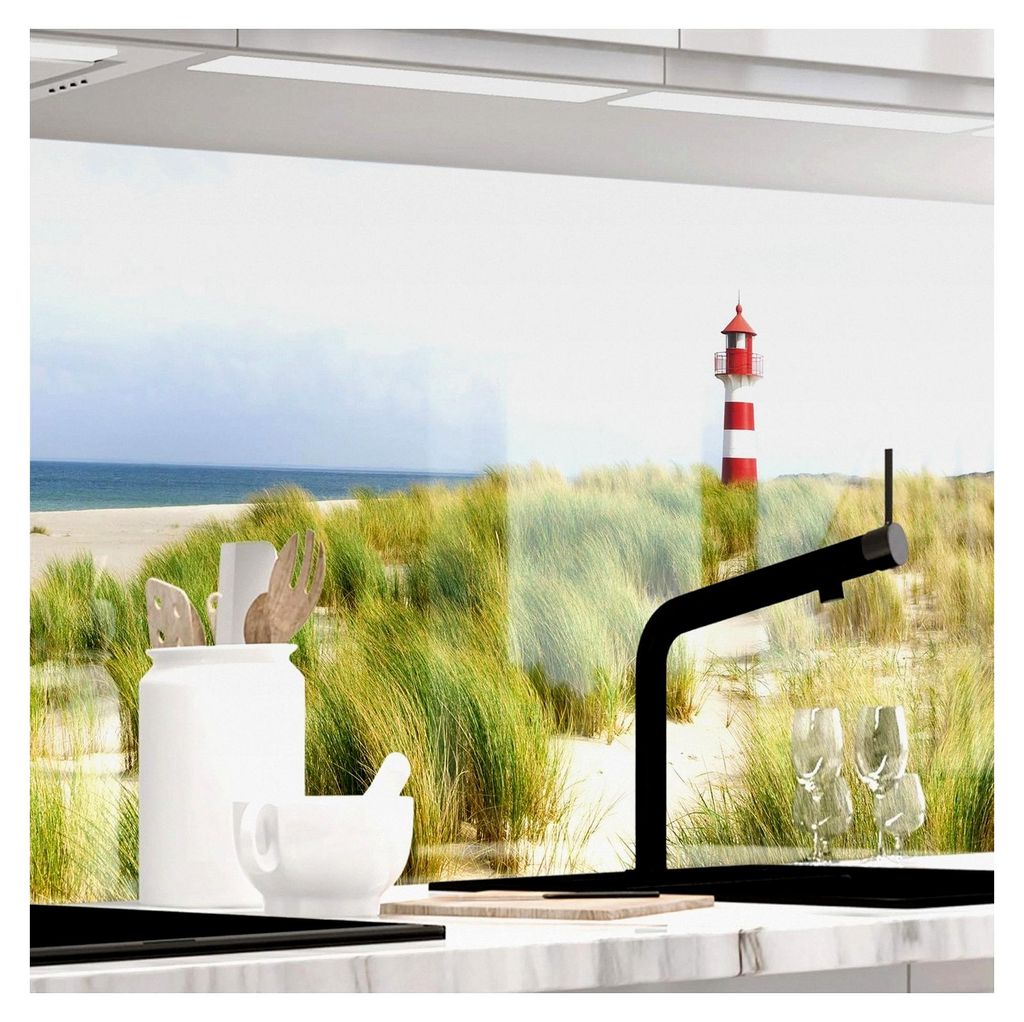 Hochglänzende selbstklebende Küchenrückwand - NORDSEE - 1,8mm, Hartkunststoff, für alle Untergründe, Spritzschutz, 60 x 340cm
